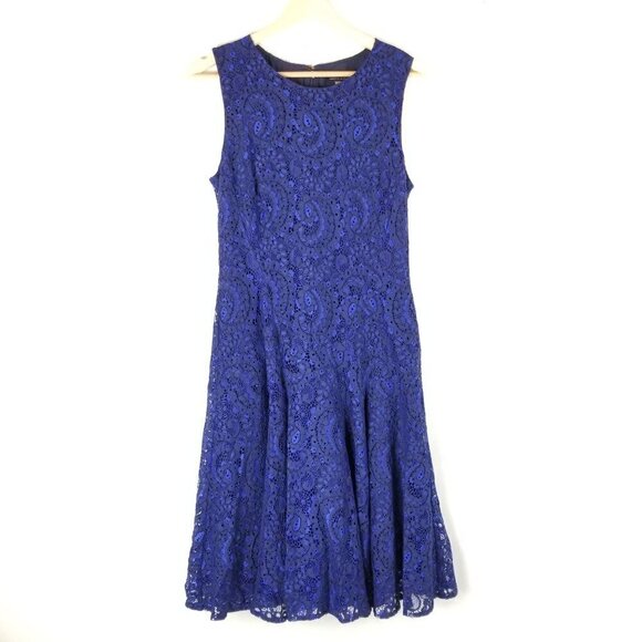 Tommy Hilfiger 8 Sleeveless‎ Lace Dress Blue black - Picture 1 of 9